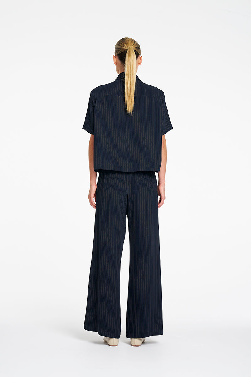 Mela Purdie Crop Shirt in Navy/Chalk F734 4244 - Pre-Order August Delivery