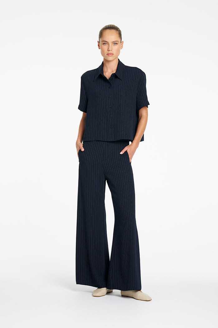 Mela Purdie Crop Shirt in Navy/Chalk F734 4244 - Pre-Order August Delivery