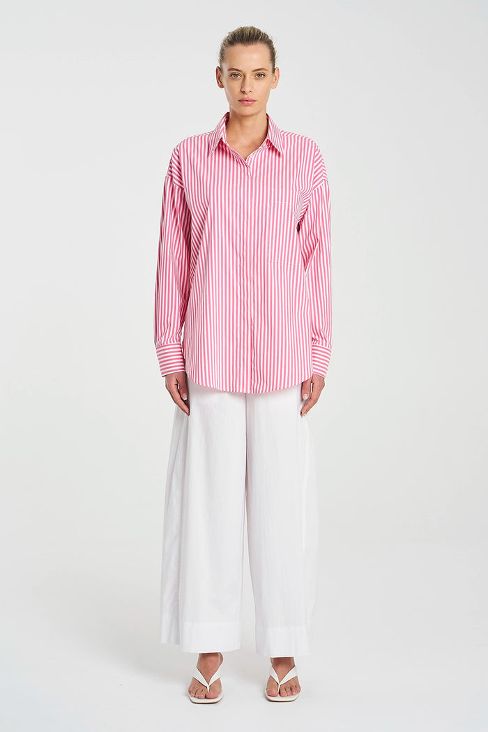 Mela Purdie Relaxed Pocket Shirt In Hot Pink/White F731 8101 - Pre-Order November Delivery