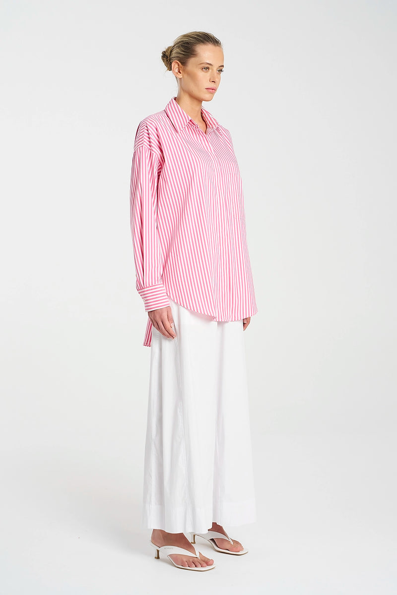 Mela Purdie Relaxed Pocket Shirt In Hot Pink/White F731 8101 - Pre-Order November Delivery
