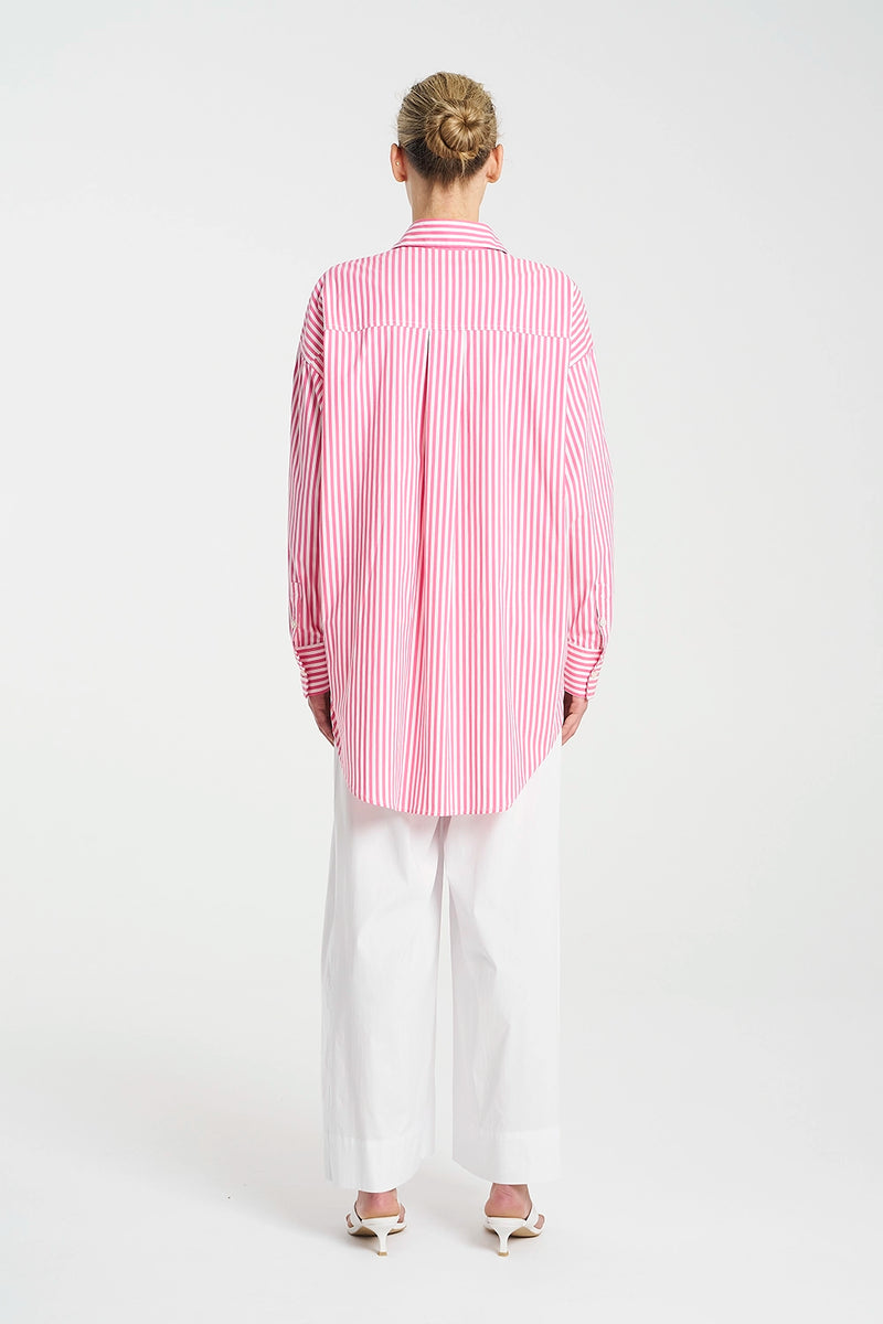 Mela Purdie Relaxed Pocket Shirt In Hot Pink/White F731 8101 - Pre-Order November Delivery