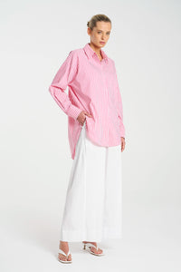 Mela Purdie Relaxed Pocket Shirt In Hot Pink/White F731 8101 - Pre-Order November Delivery