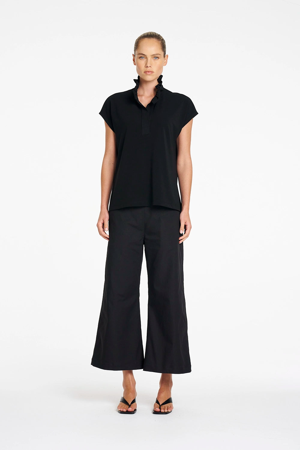 Mela Purdie Frill Shell in Black F007 80078