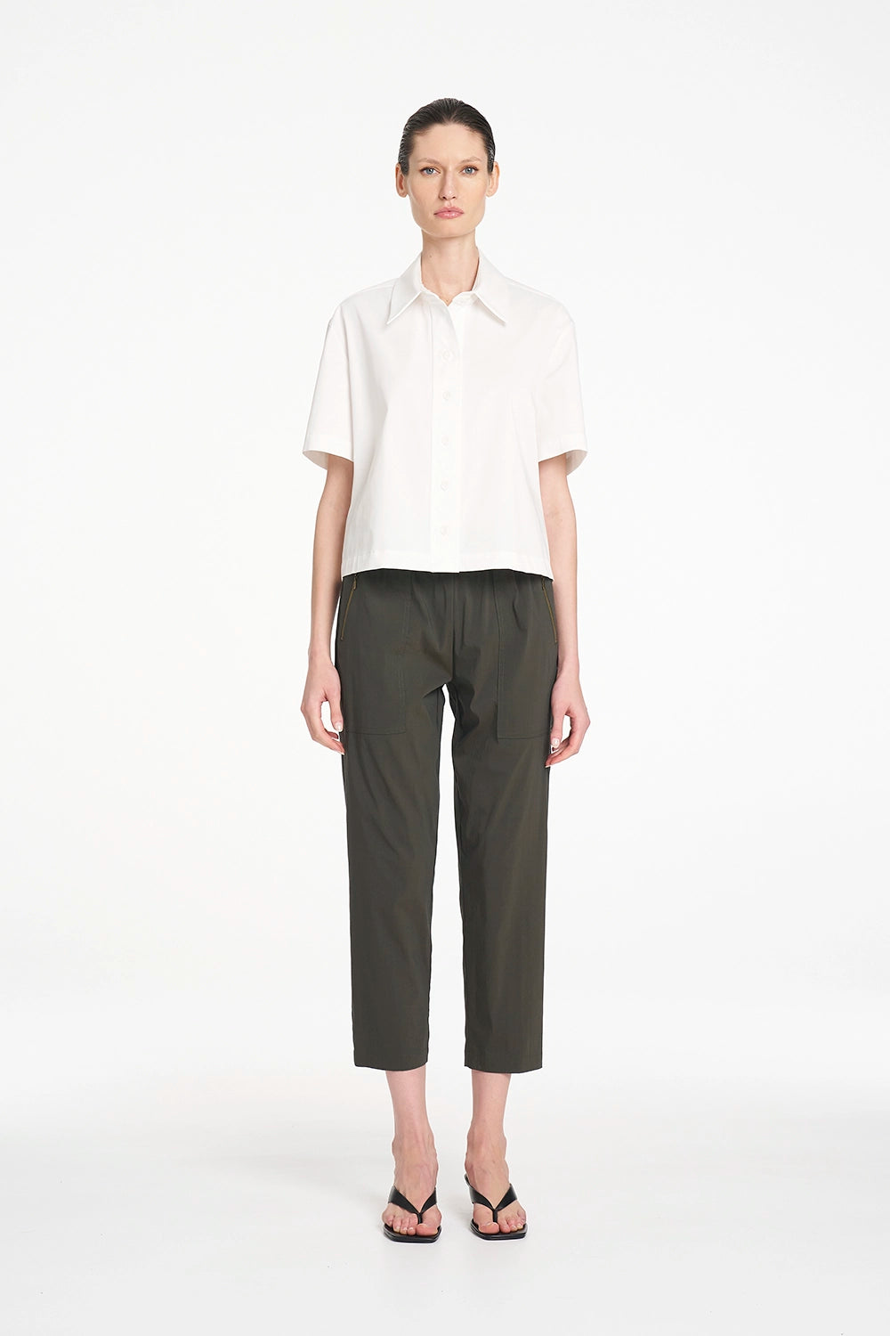 Mela Purdie Crop Shirt in White F419 4244 - Pre-Order November Delivery