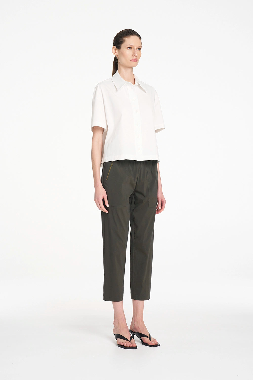 Mela Purdie Crop Shirt in White F419 4244 - Pre-Order November Delivery