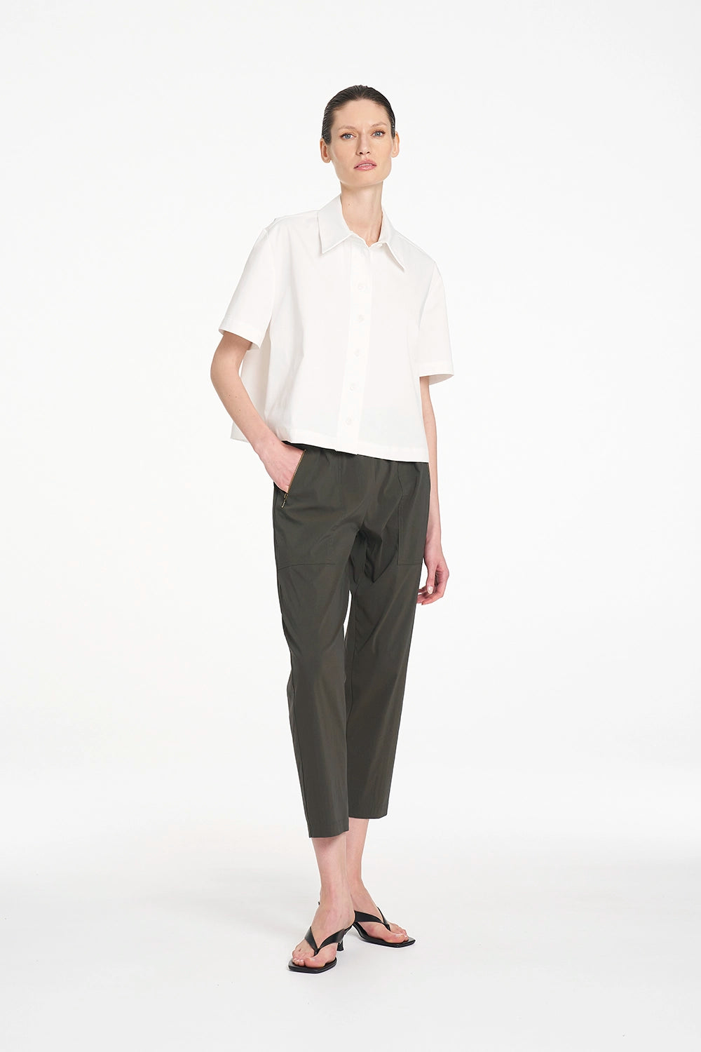 Mela Purdie Crop Shirt in White F419 4244 - Pre-Order November Delivery