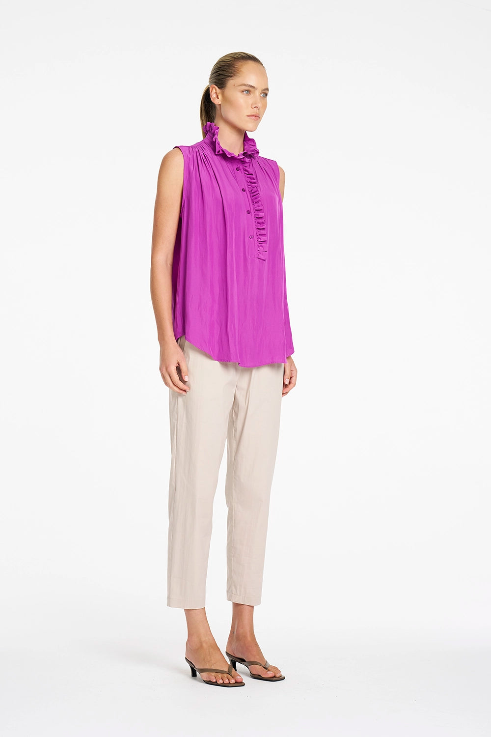 Mela Purdie Rufflet Tank in Dahlia F67 80037 - Pre-Order September Delivery