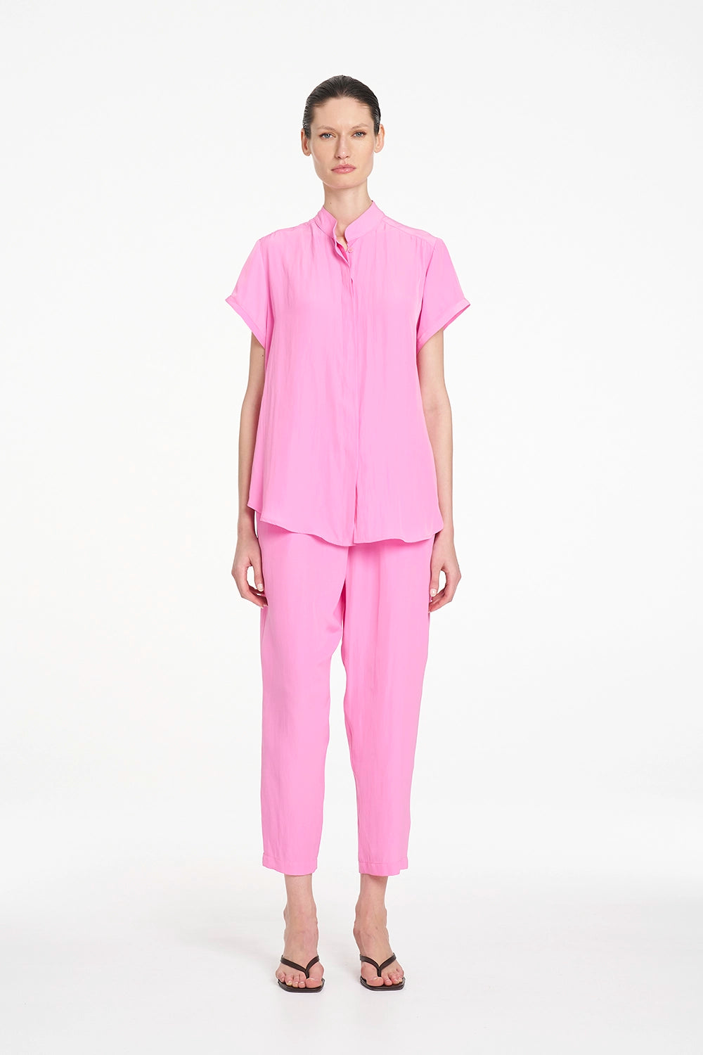 Mela Purdie Soft Stand Shirt in Vivid Pink F67 8629 - Pre-Order November Delivery