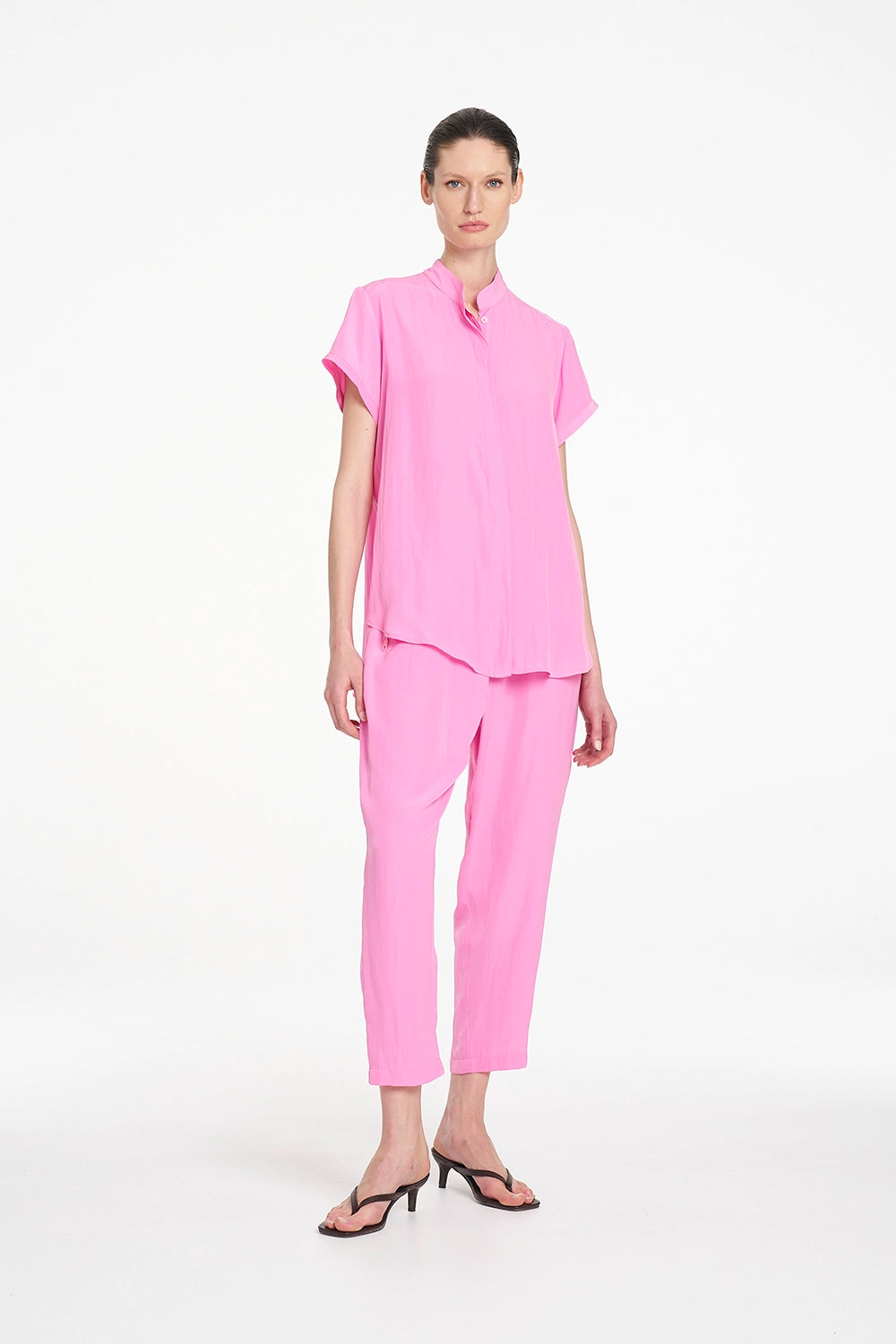 Mela Purdie Soft Stand Shirt in Vivid Pink F67 8629 - Pre-Order November Delivery