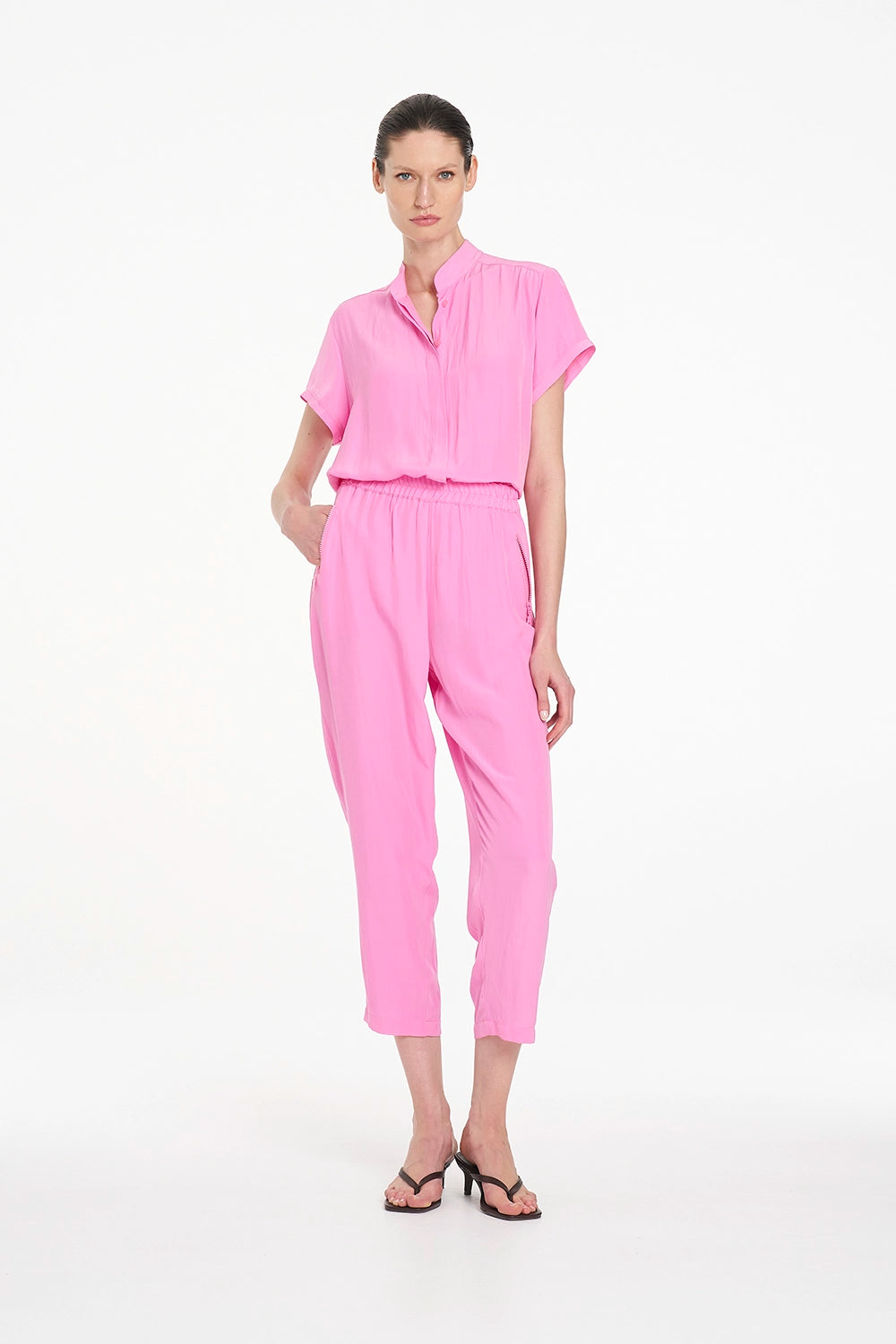 Mela Purdie Soft Stand Shirt in Vivid Pink F67 8629 - Pre-Order November Delivery
