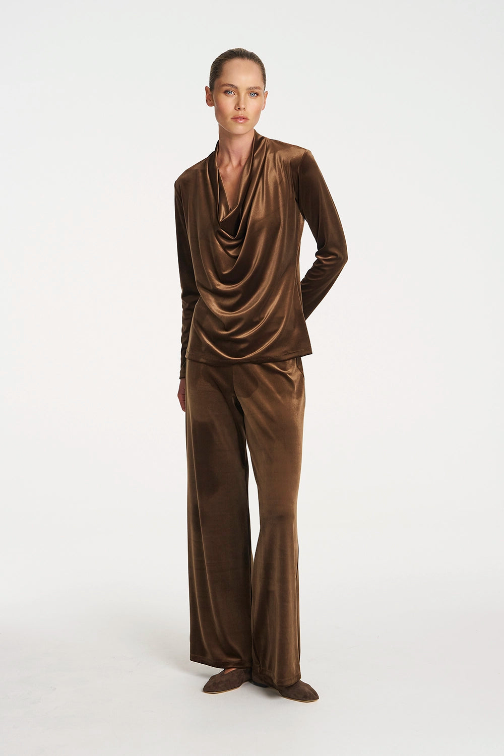 Mela Purdie Drape Top In Nutmeg F310 8971 - Pre-Order April Delivery