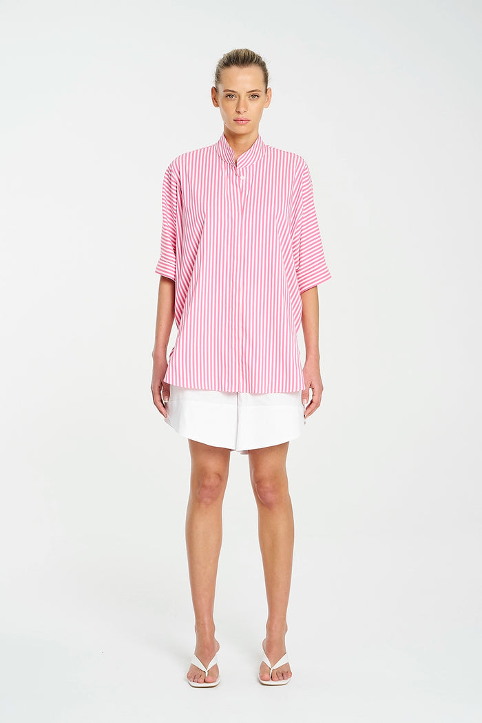 Mela Purdie Villa Overshirt In Hot Pink/White F731 8801 - Pre-Order November Delivery