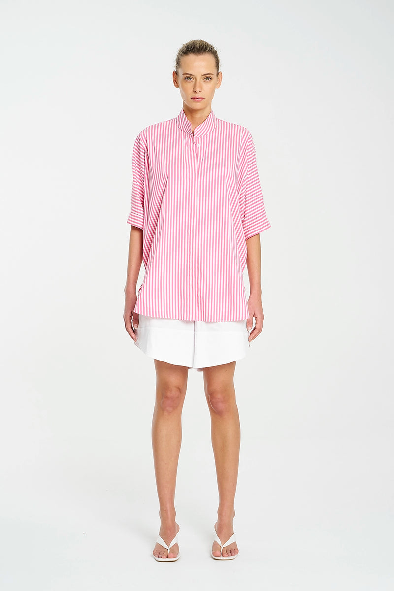 Mela Purdie Villa Overshirt In Hot Pink/White F731 8801 - Pre-Order November Delivery