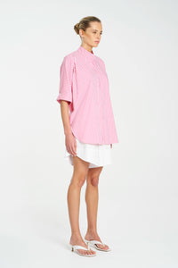 Mela Purdie Villa Overshirt In Hot Pink/White F731 8801 - Pre-Order November Delivery