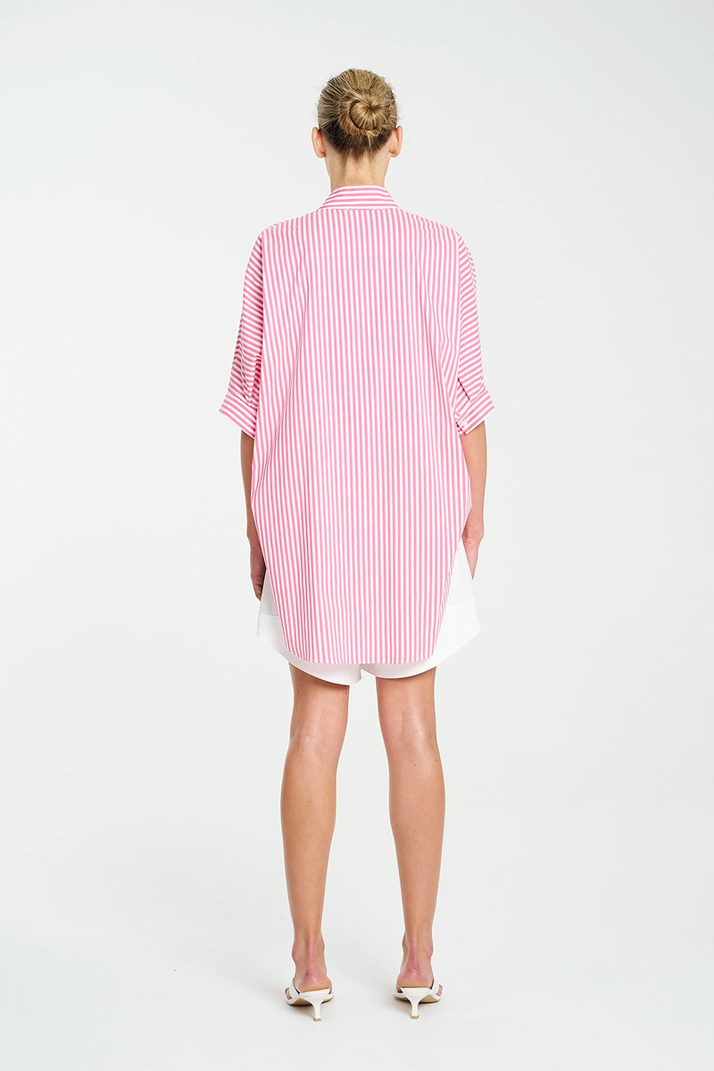 Mela Purdie Villa Overshirt In Hot Pink/White F731 8801 - Pre-Order November Delivery
