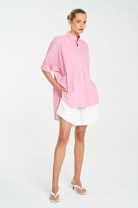 Mela Purdie Villa Overshirt In Hot Pink/White F731 8801 - Pre-Order November Delivery