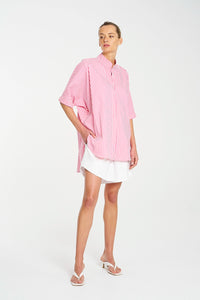 Mela Purdie Villa Overshirt In Hot Pink/White F731 8801 - Pre-Order November Delivery