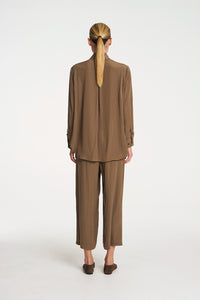 Mela Purdie Swish Tab Shirt In Chestnut F67 8954 - Pre-Order April Delivery