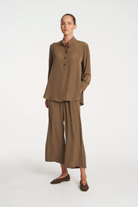 Mela Purdie Swish Tab Shirt In Chestnut F67 8954 - Pre-Order April Delivery