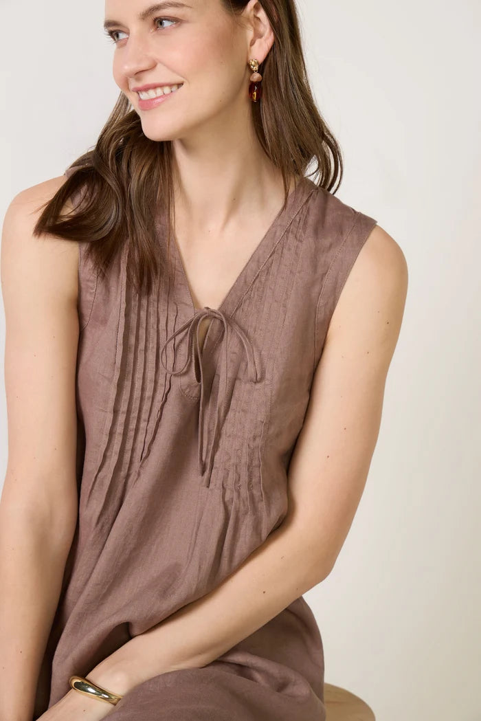 Splendid Stella Linen Mini Dress in Wicker RS6D420
