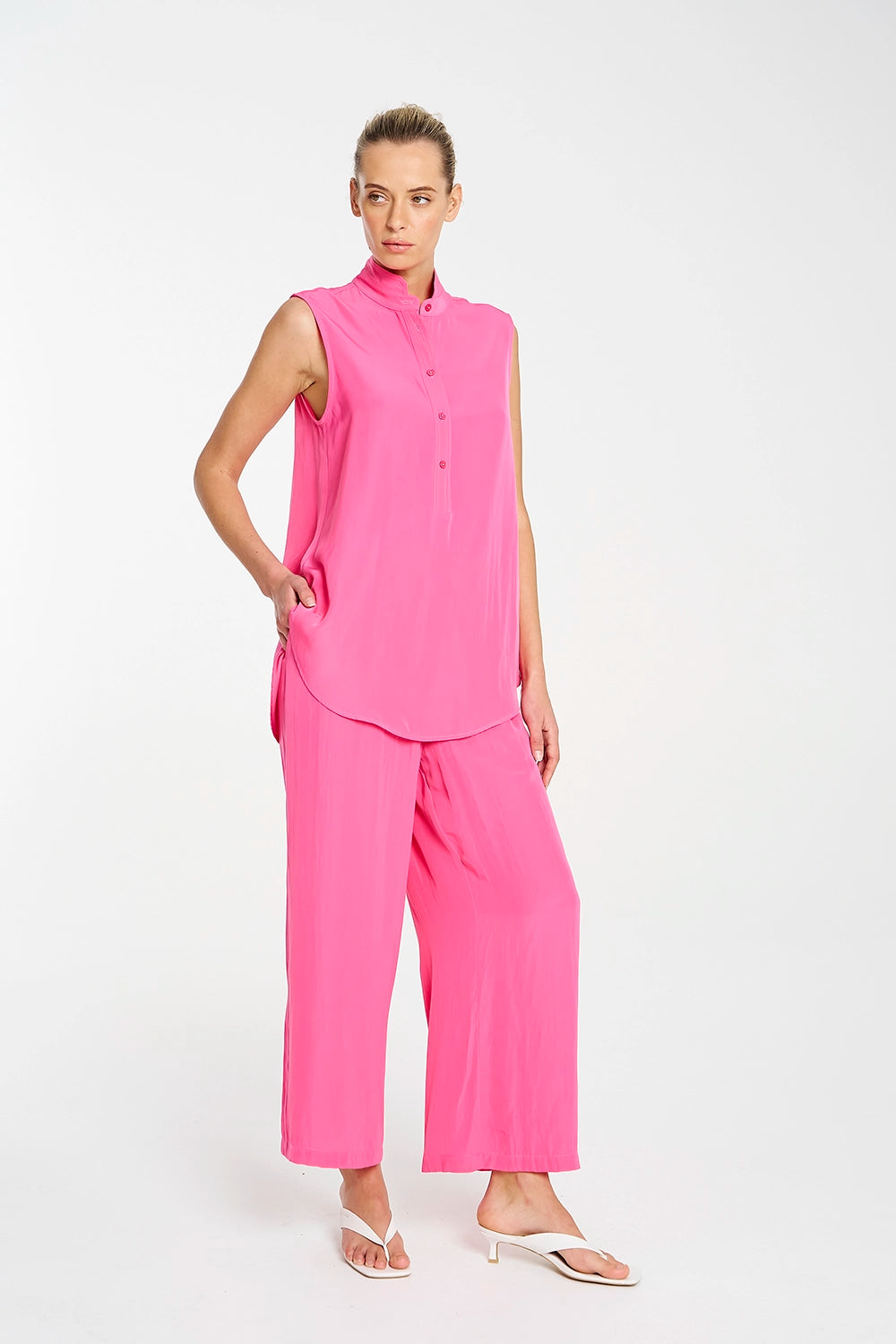 Mela Purdie Tab Slide Tank In Hot Pink F67 8146