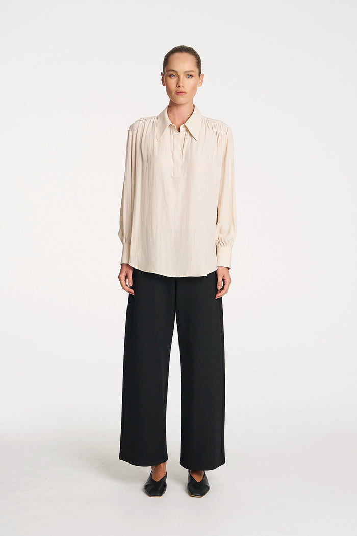 Mela Purdie Gathered Blouse In Vanilla F67 8984 - Pre-Order April Delivery