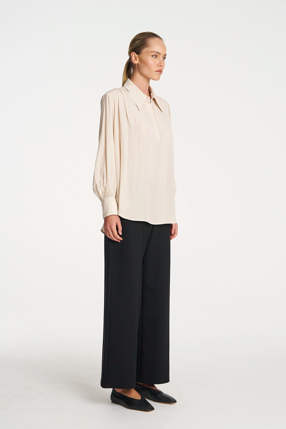 Mela Purdie Gathered Blouse In Vanilla F67 8984 - Pre-Order April Delivery