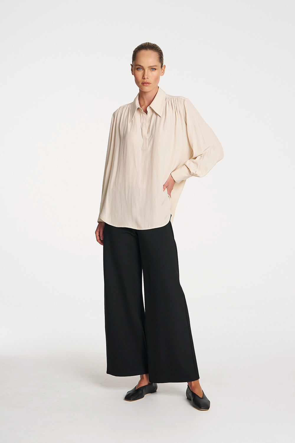 Mela Purdie Gathered Blouse In Vanilla F67 8984 - Pre-Order April Delivery