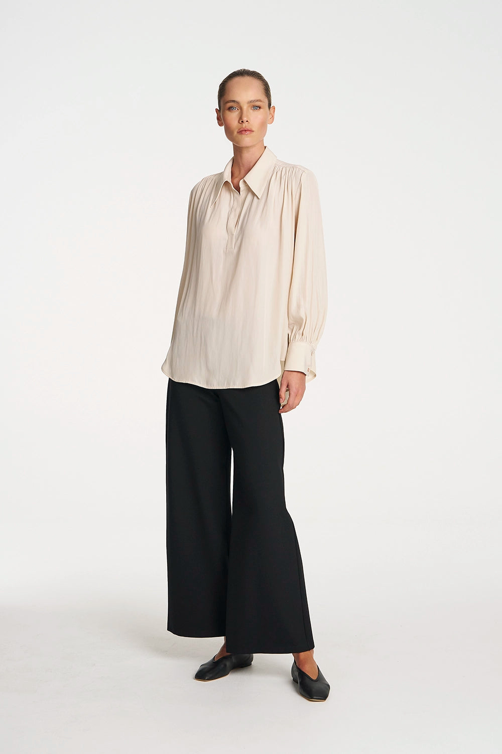 Mela Purdie Gathered Blouse In Vanilla F67 8984 - Pre-Order April Delivery