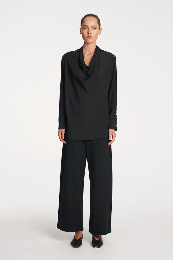 Mela Purdie Scallop Blouse In Black F67 8951 - Pre-Order April Delivery