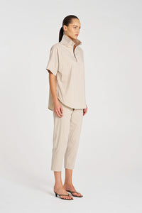 Mela Purdie Half Zip Shirt in Biscotti F65 8572
