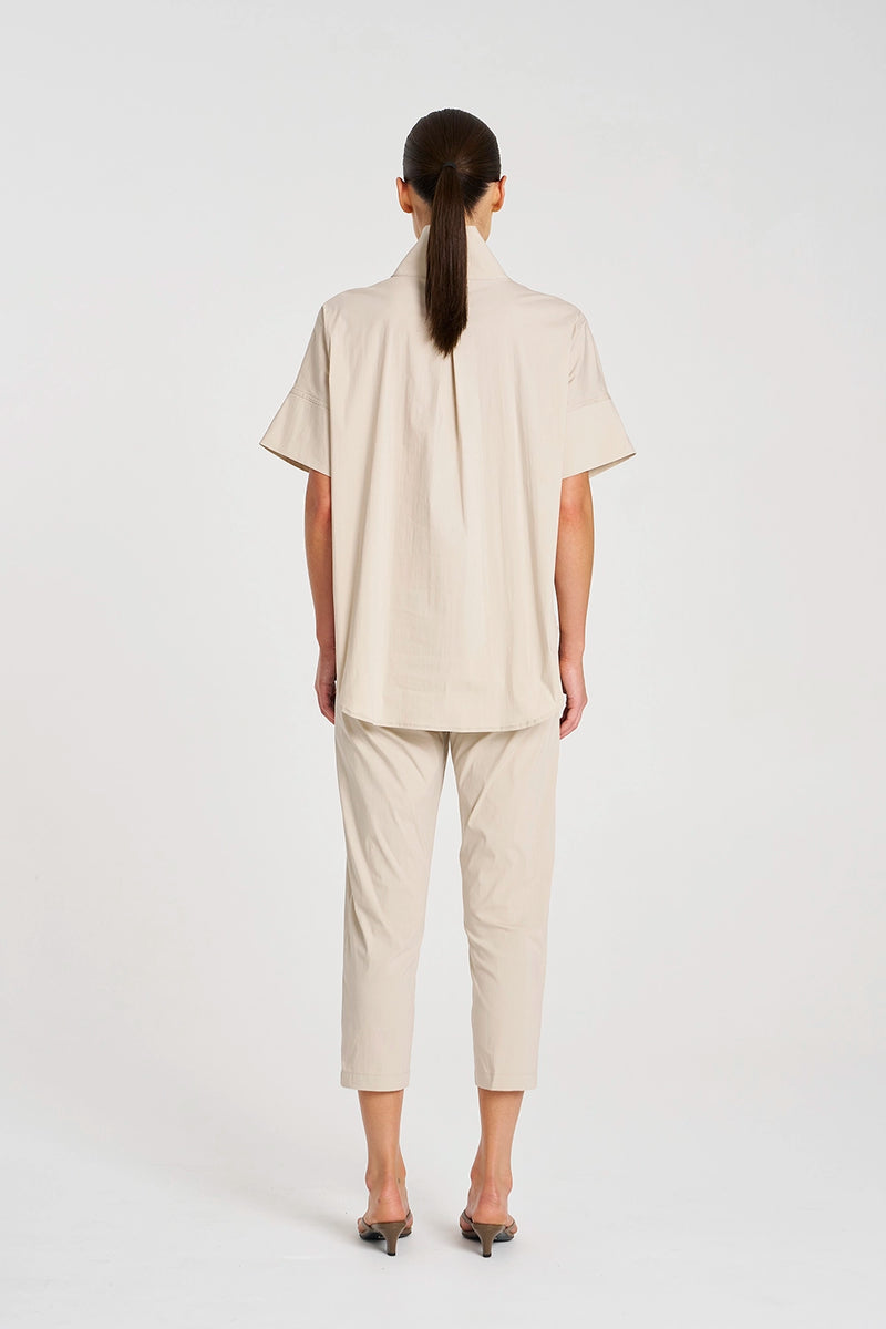 Mela Purdie Half Zip Shirt in Biscotti F65 8572 - Pre-Order September Delivery