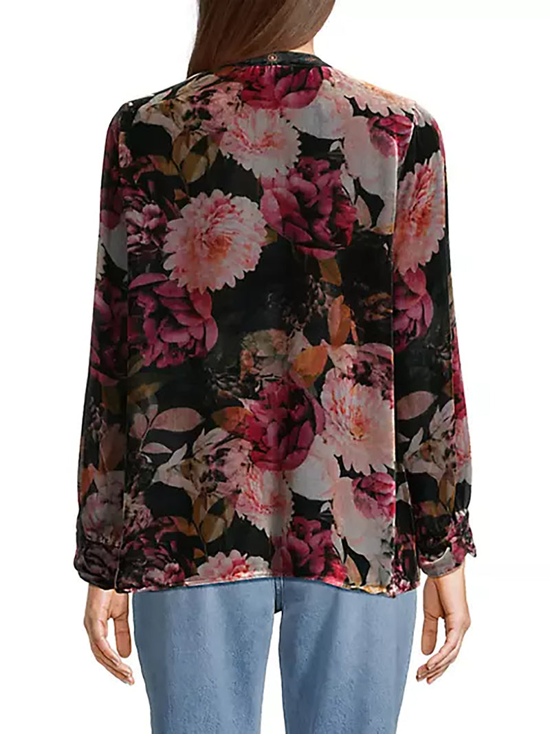 Johnny Was Rosa Velvet Puff Sleeve Oversized Shirt J11823-O