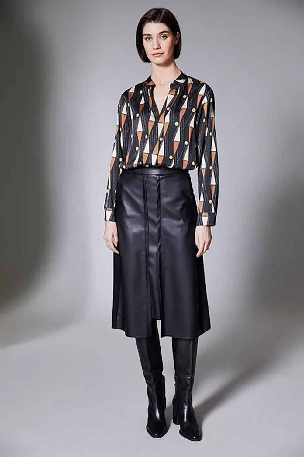 Peruzzi Pleather Panel Skirt W25113