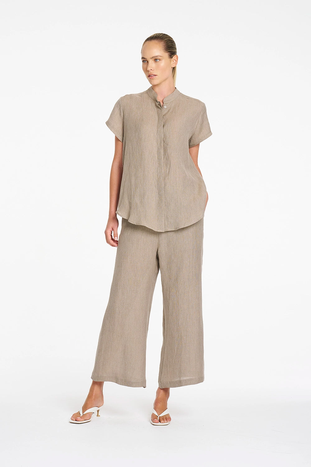 Mela Purdie Stand Shirt in Stucco F418 8629 - Pre-Order September