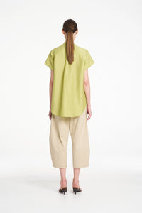 Mela Purdie Crop Barrel Pant in Straw F419 10003 - Pre-Order November Delivery