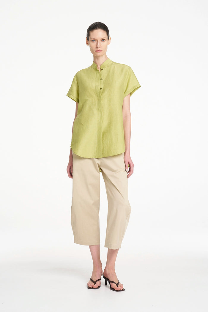Mela Purdie Crop Barrel Pant in Straw F419 10003 - Pre-Order November Delivery