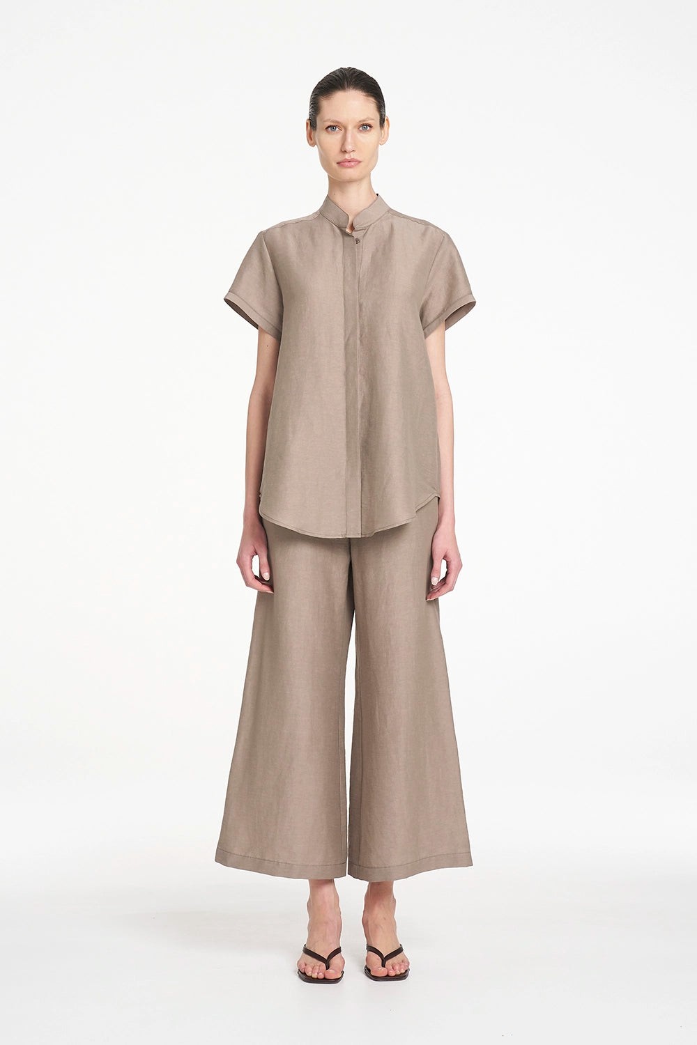 Mela Purdie Soft Stand Shirt in Twig F628 8629 - Pre-Order October Delivery