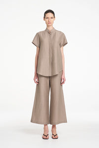 Mela Purdie Soft Stand Shirt in Twig F628 8629 - Pre-Order October Delivery