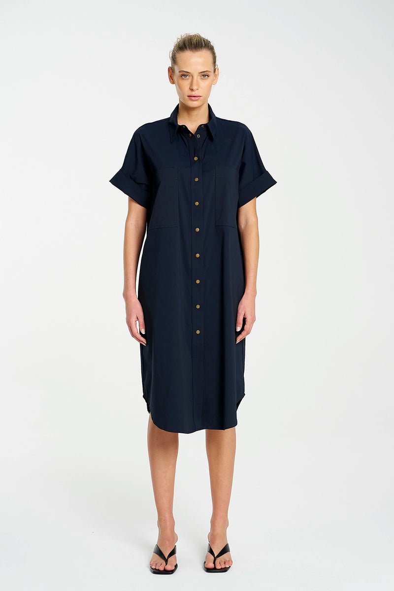 Mela Purdie Stud Shell Dress In French Navy F65 3028