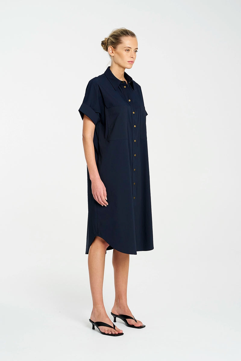 Mela Purdie Stud Shell Dress In French Navy F65 3028
