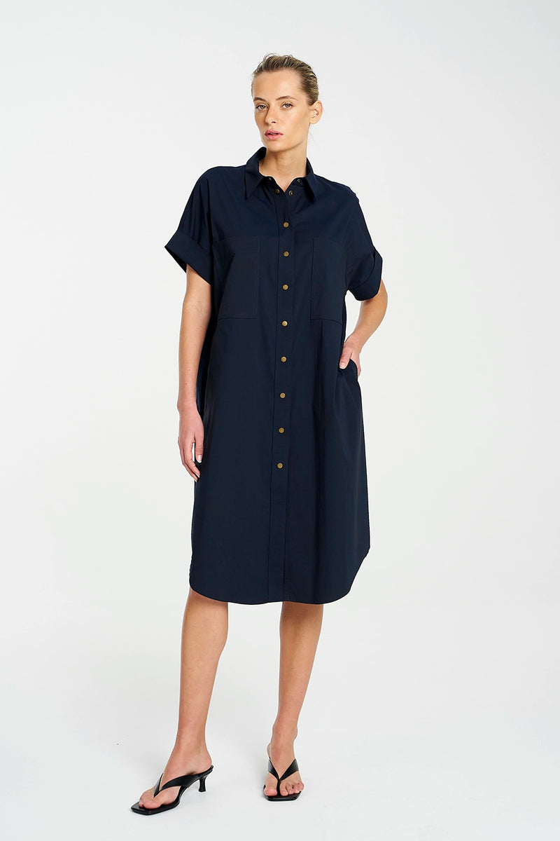 Mela Purdie Stud Shell Dress In French Navy F65 3028