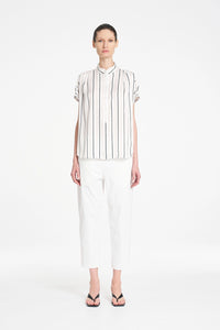 Mela Purdie Gathered Shell in White/Black F869 80117 - Pre-Order October Delivery