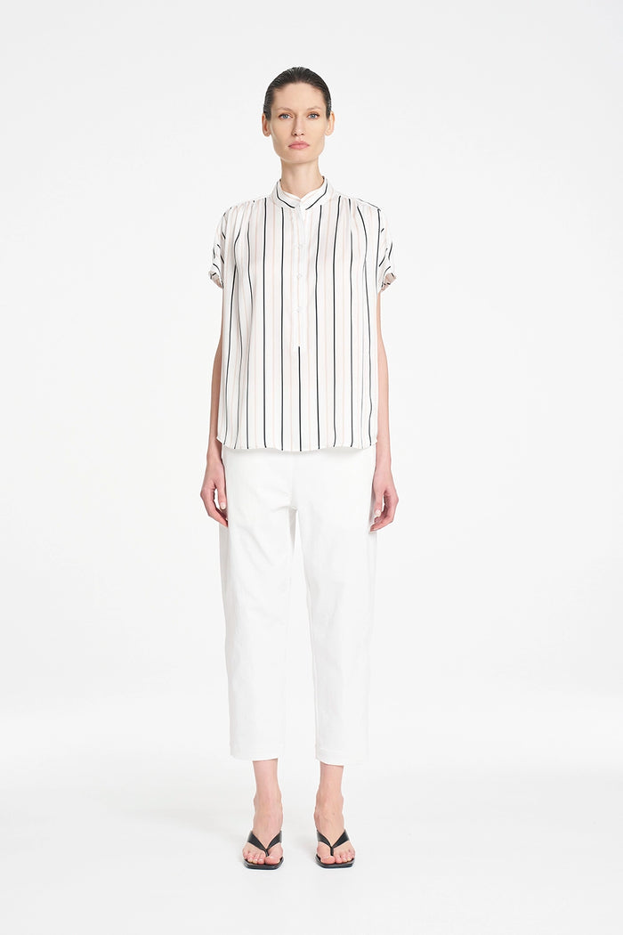 Mela Purdie Gathered Shell in White/Black F869 80117 - Pre-Order October Delivery