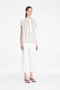 Mela Purdie Gathered Shell in White/Black F869 80117 - Pre-Order October Delivery