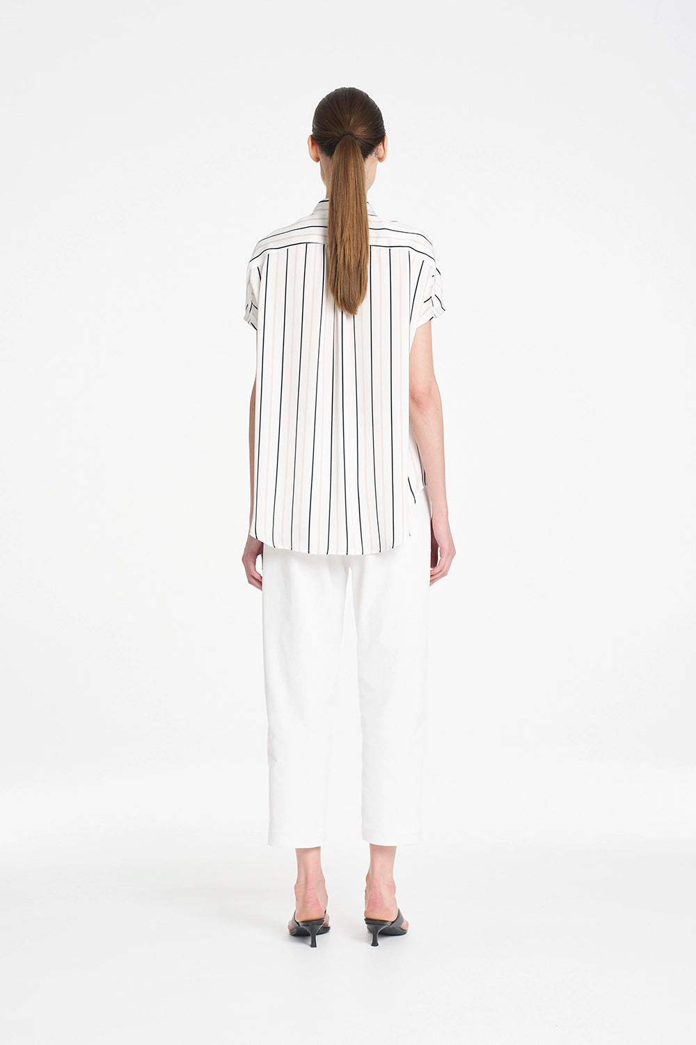 Mela Purdie Gathered Shell in White/Black F869 80117 - Pre-Order October Delivery