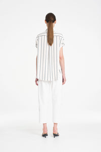 Mela Purdie Gathered Shell in White/Black F869 80117 - Pre-Order October Delivery