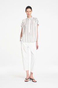 Mela Purdie Gathered Shell in White/Black F869 80117 - Pre-Order October Delivery