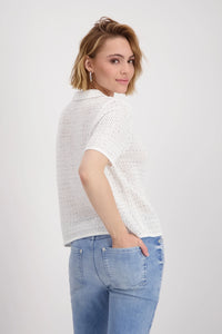Monari Ajour polo shirt with rhinestones 409971