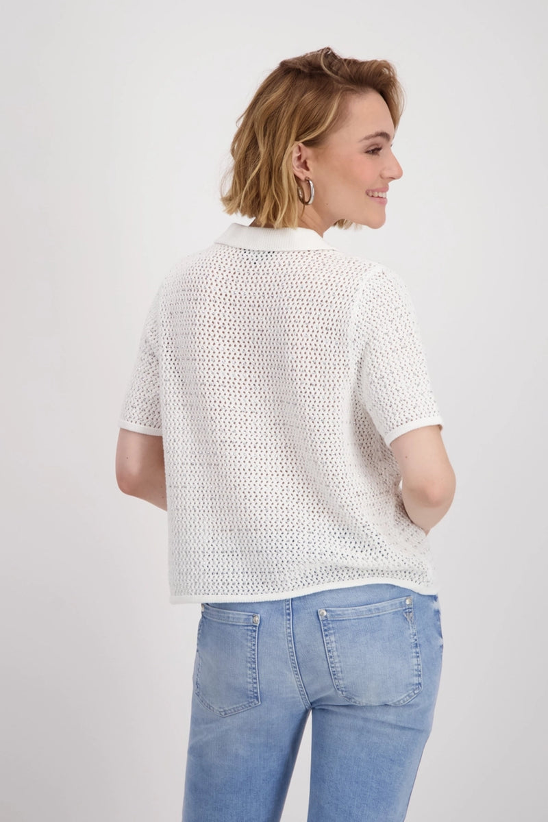 Monari Ajour polo shirt with rhinestones 409971